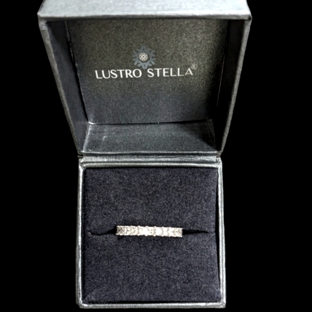 Sterling Silver Baguette CZ Eternity Ring Size 8